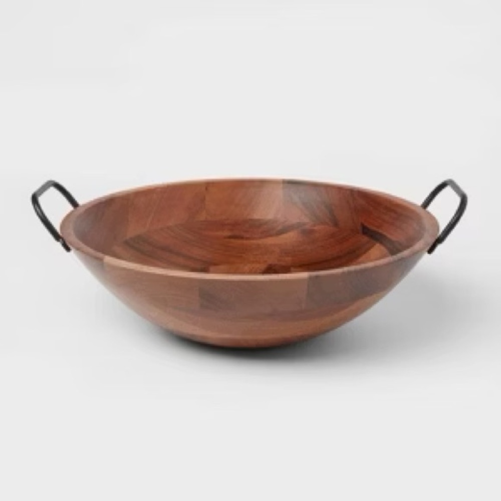 Threshold Wooden Serving Bowl with Black Handles